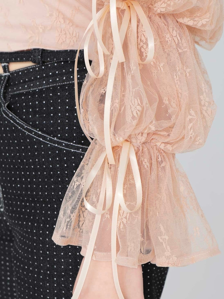Candy sleeve lace tops(eme10708)