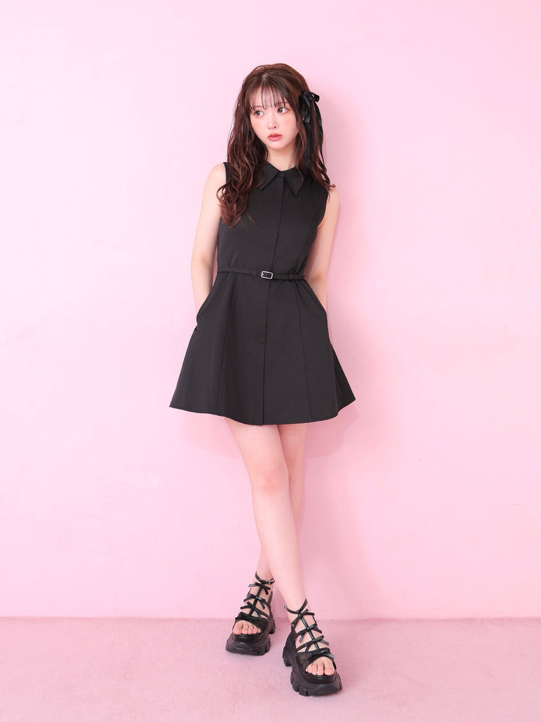 Back ribbon flare mini onepiece(eme10604)