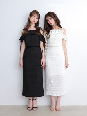 Off shoulder shirring race setup(eme10484)