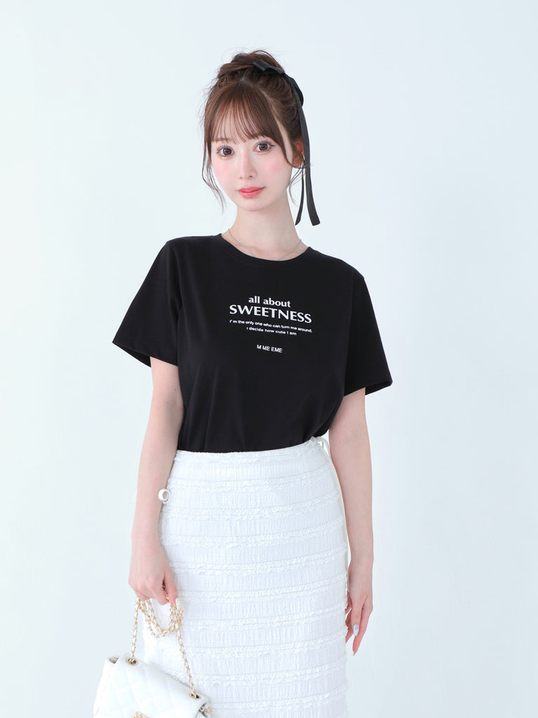 Ribbon sweet logo t-shirt(eme10709)