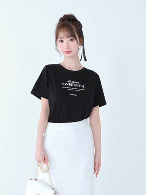 Ribbon sweet logo t-shirt(eme10709)