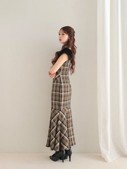 Fur sleeve mermaid onepiece(eme10718)