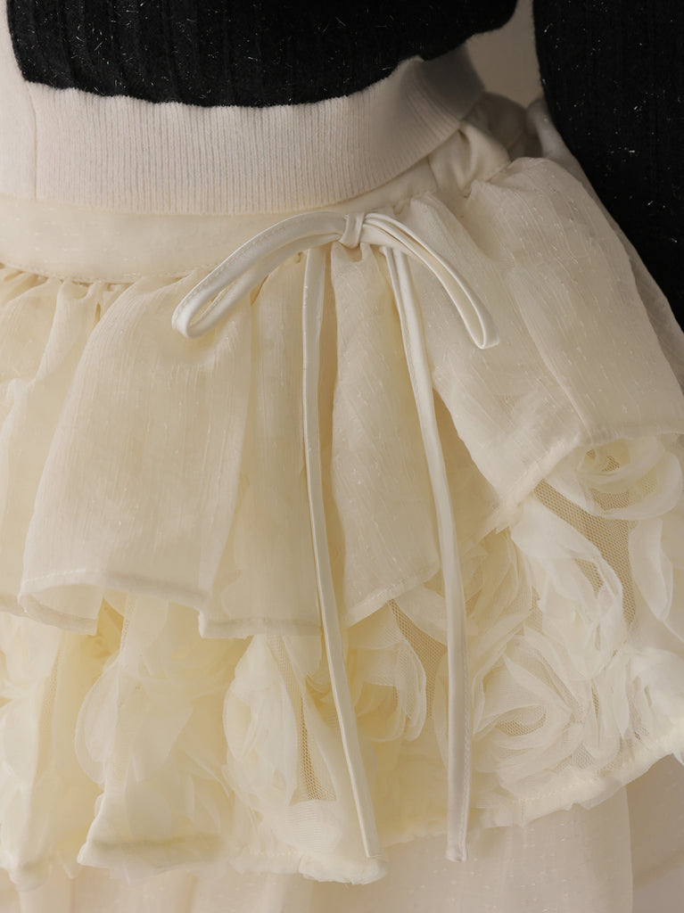 【Pre Order】Couture rose tiered mini skirt(eme11136)
