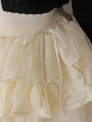 【Pre Order】Couture rose tiered mini skirt(eme11136)