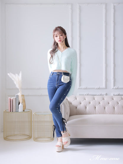 【SALE】Ribbon skinny denim (eme10128)