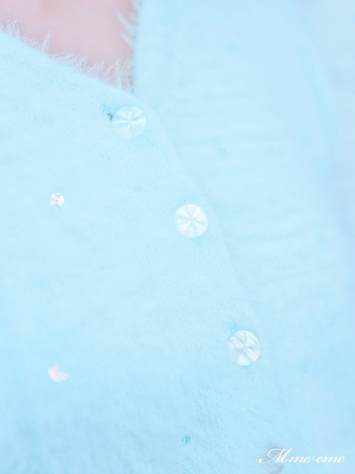 【SALE】Sequin shaggy knit cardigan(eme10213)