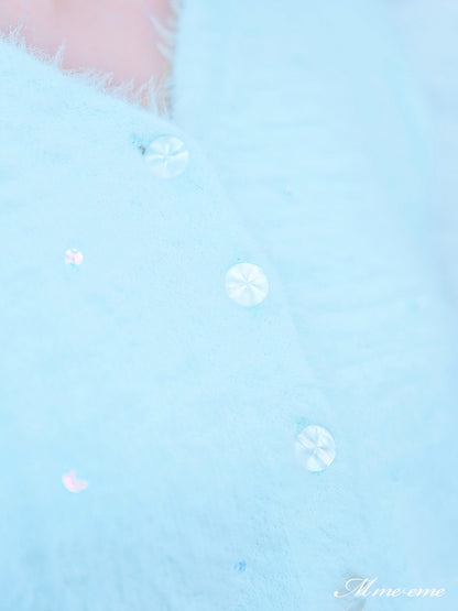 【SALE】Sequin shaggy knit cardigan(eme10213)