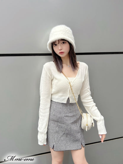 【SALE】Hhigh waist chidori skirt (eme10256)