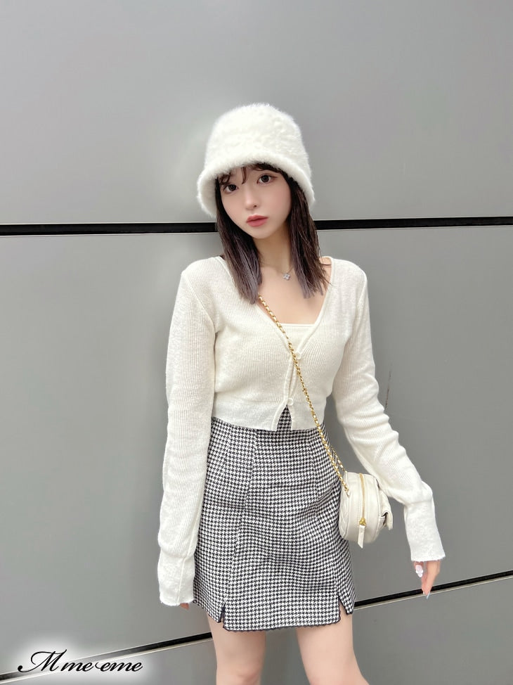 【SALE】Hhigh waist chidori skirt (eme10256)