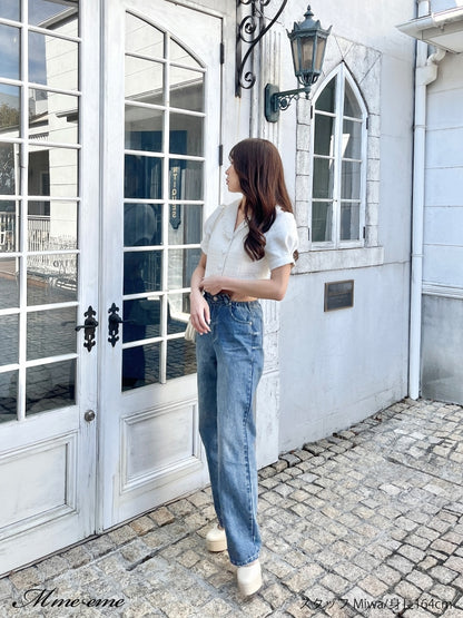 【SALE】Lace collar tweed jacket (eme10404)