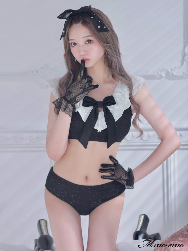 【SALE】Ribbon × glitter lace swimwear (eme10408)