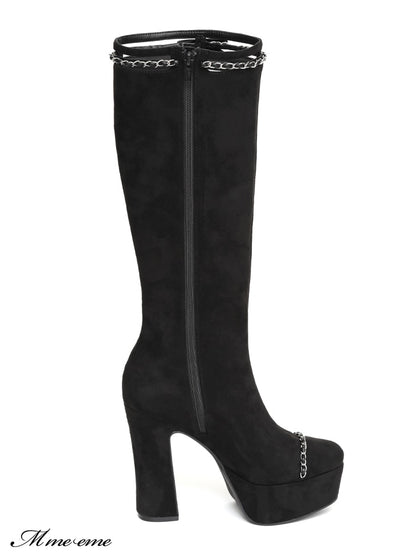 【SALE】Cut design chain long boots (eme10328)