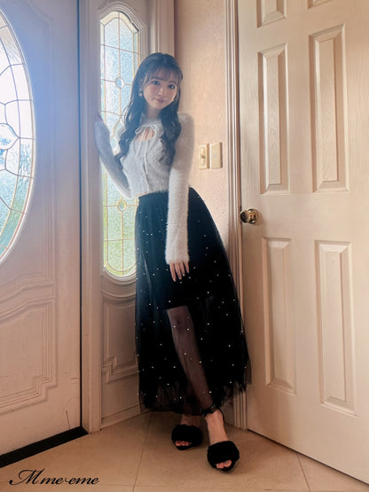 【SALE】Bijou tulle long skirt (eme10420)