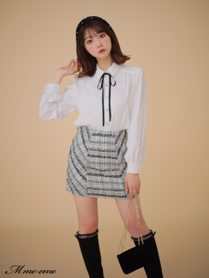 【SALE】Lame tweed trapezoidal skirt (eme10507)