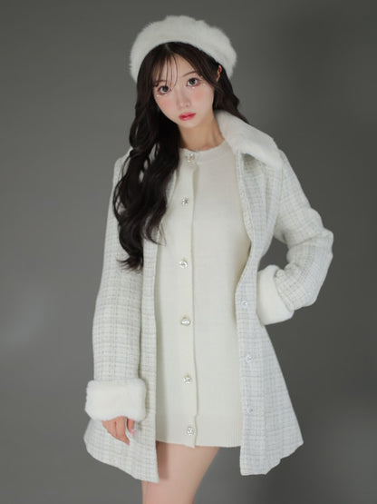 【SALE】Lame tweed fur coat (eme10508)