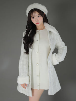 【SALE】Lame tweed fur coat (eme10508)