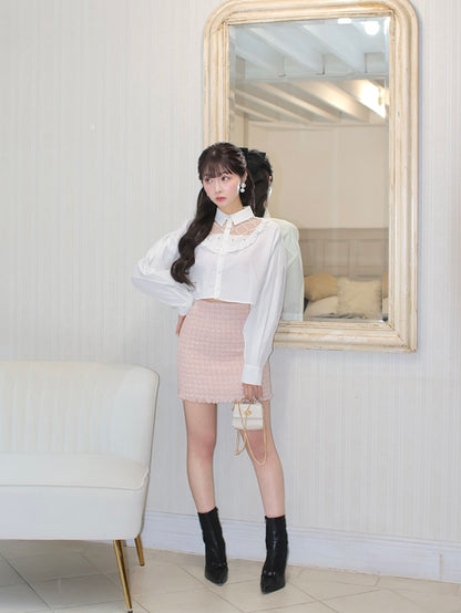 【SALE】Sweet spring tweed mini skirt (eme10338)
