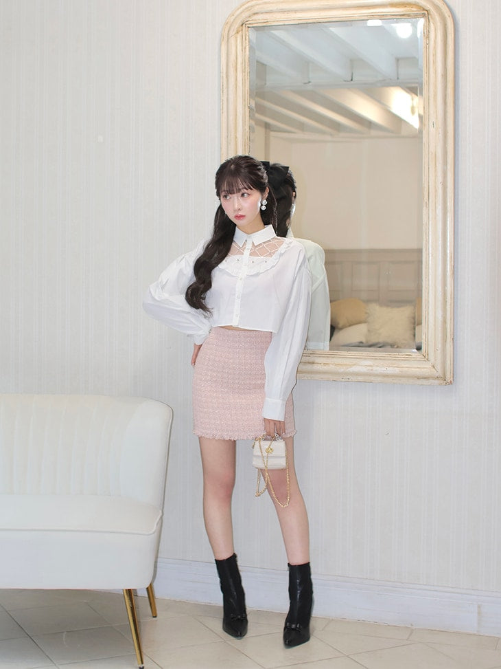 【SALE】Sweet spring tweed mini skirt (eme10338)