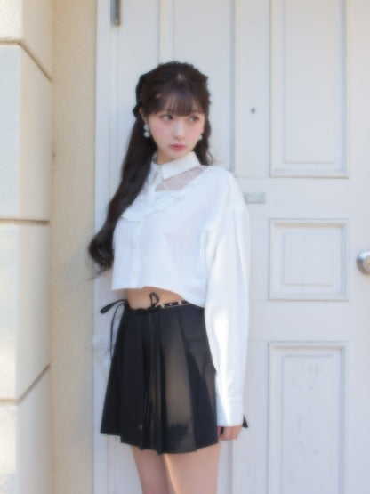 【SALE】Waist bijou pleated skirt (eme10432)
