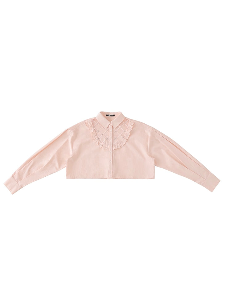 【SALE】Sheer bijou cropped shirt (eme10430)