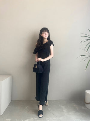 One shoulder ruffle all in one (eme10443)