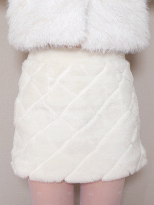 Shine fake far mini skirt(eme10358)