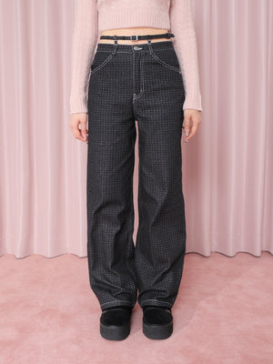 Waist ribbon lame denim(eme10452)