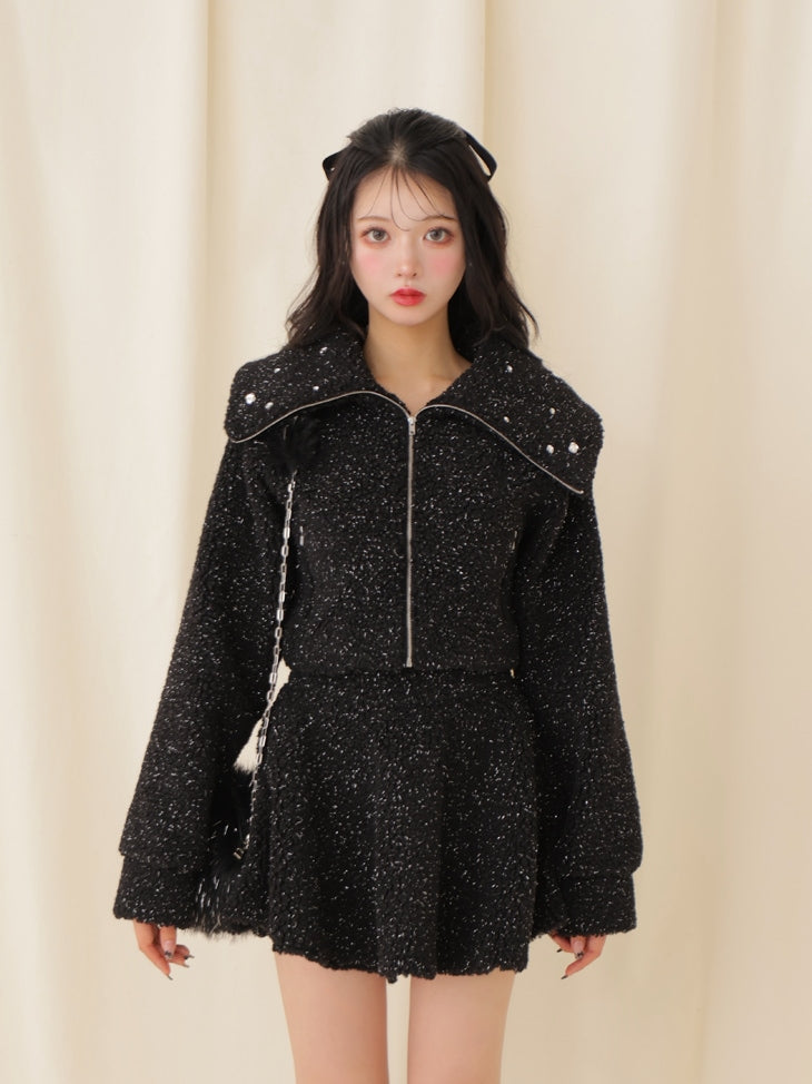 Big collar boa jacket(eme10377)