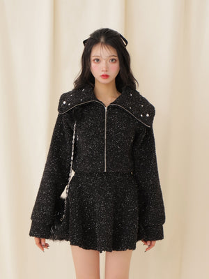 Big collar boa jacket(eme10377)