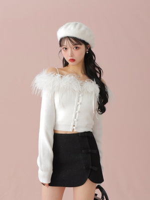 Feather ensemble knit tops(eme10366)