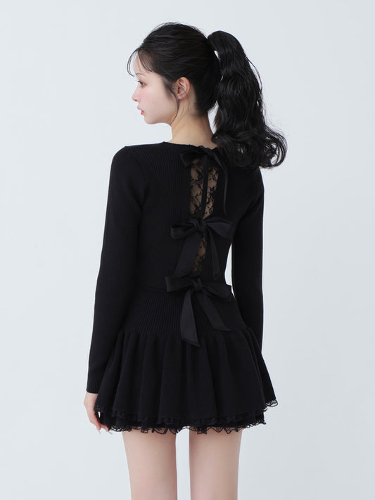 Back ribbon rib knit tops(eme10460)