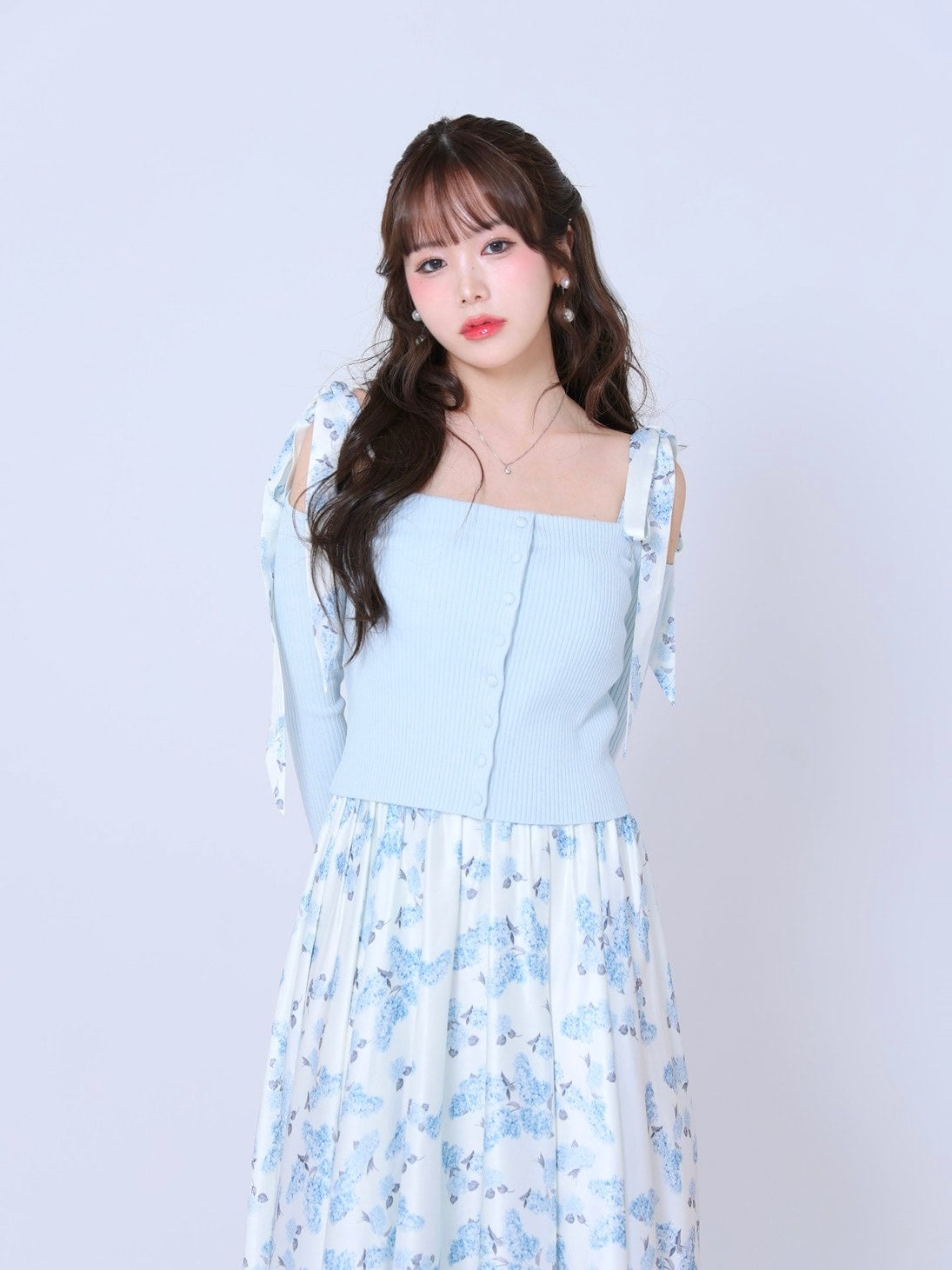 Off shoulder ribbon knit tops(eme10397)