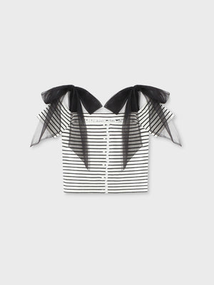 Decollete cut tulle ribbon tops(eme10398)