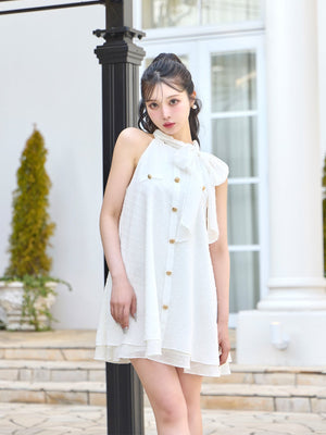 Helter neck ribbon mini onepiece(eme10537)