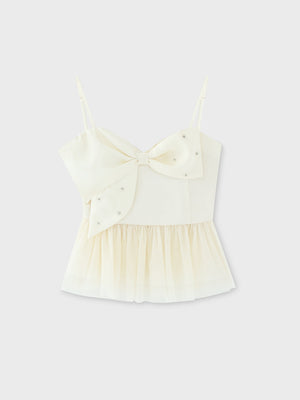 Ribbon bijou peplum cami bustier(eme10482)