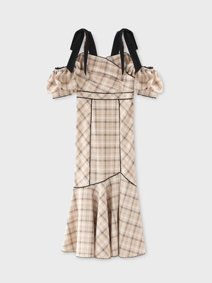 Ribbon check mermaid onepiece(eme10551)