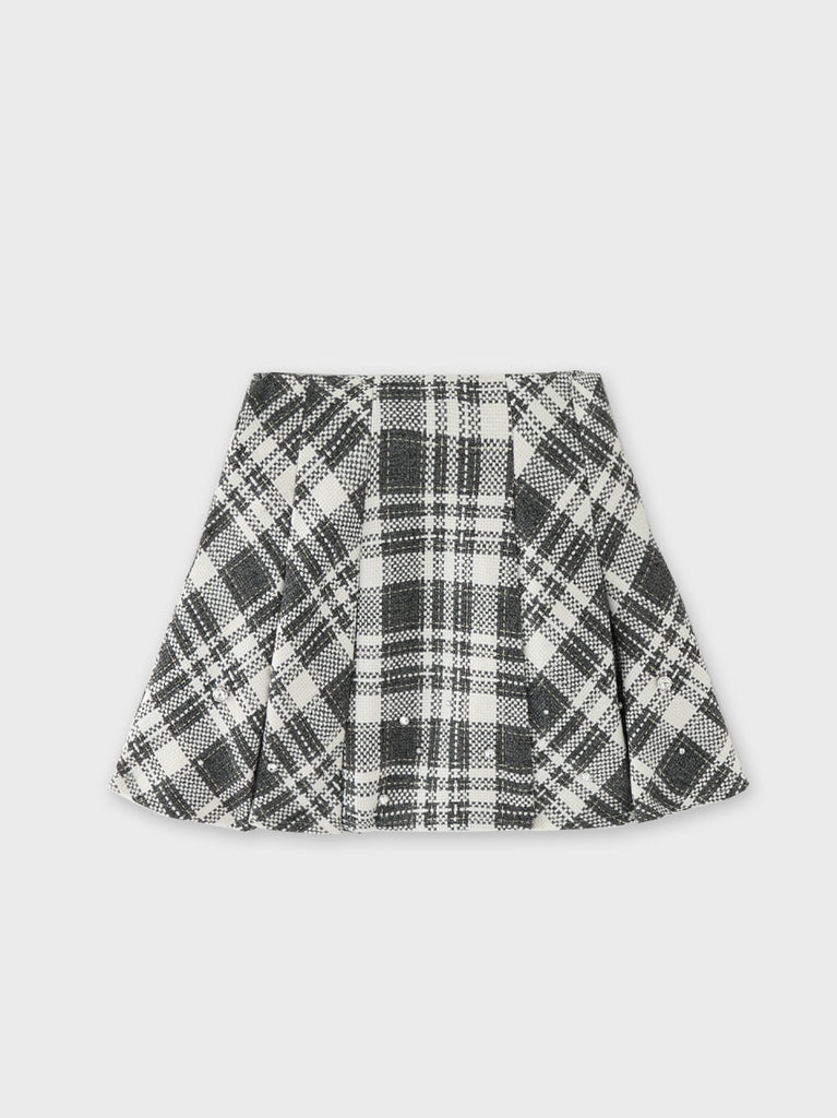 Bijou check flare mini skirt(eme10368)