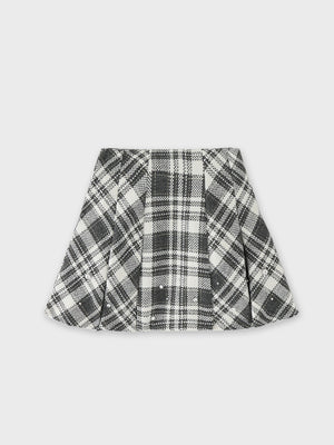 Bijou check flare mini skirt(eme10368)