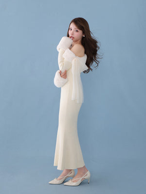 Fur shoulder mermaid onepiece(eme10739)