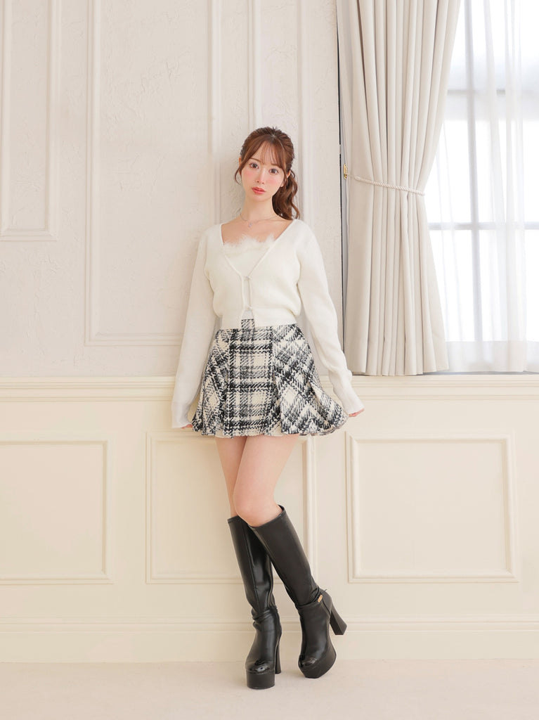 Feather knit cami cardigan(eme10750)