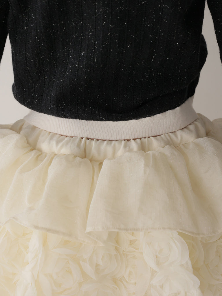 【Pre Order】Couture rose tiered mini skirt(eme11136)