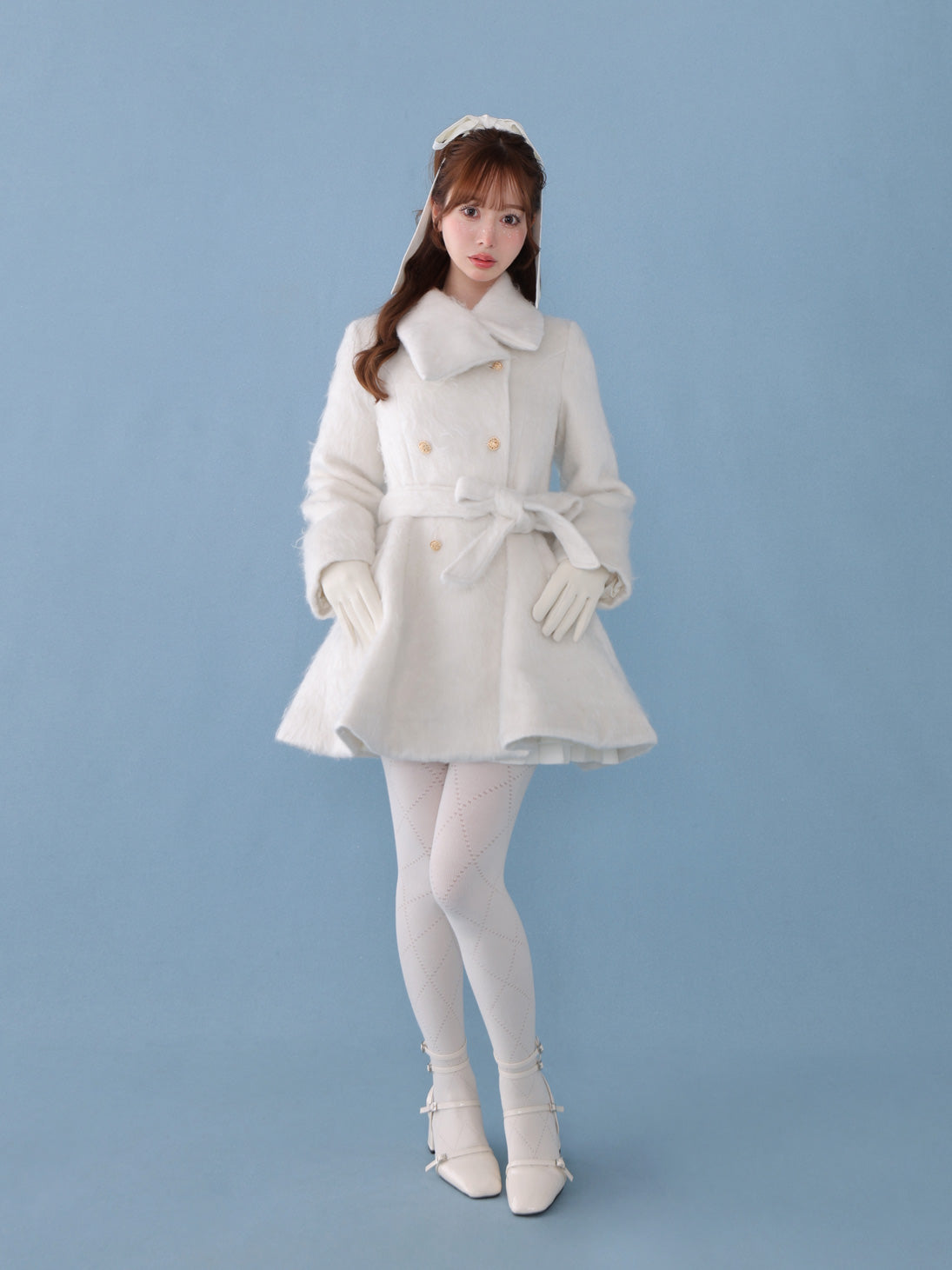 【SALE】Shaggy belted coat(eme10779)