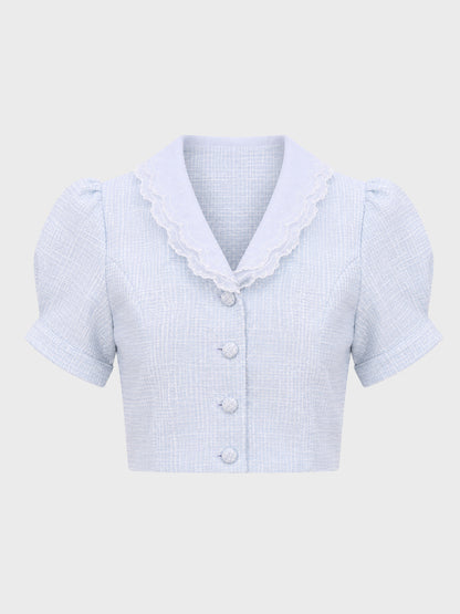 【SALE】【70％OFF】Lace collar tweed jacket (eme10404)