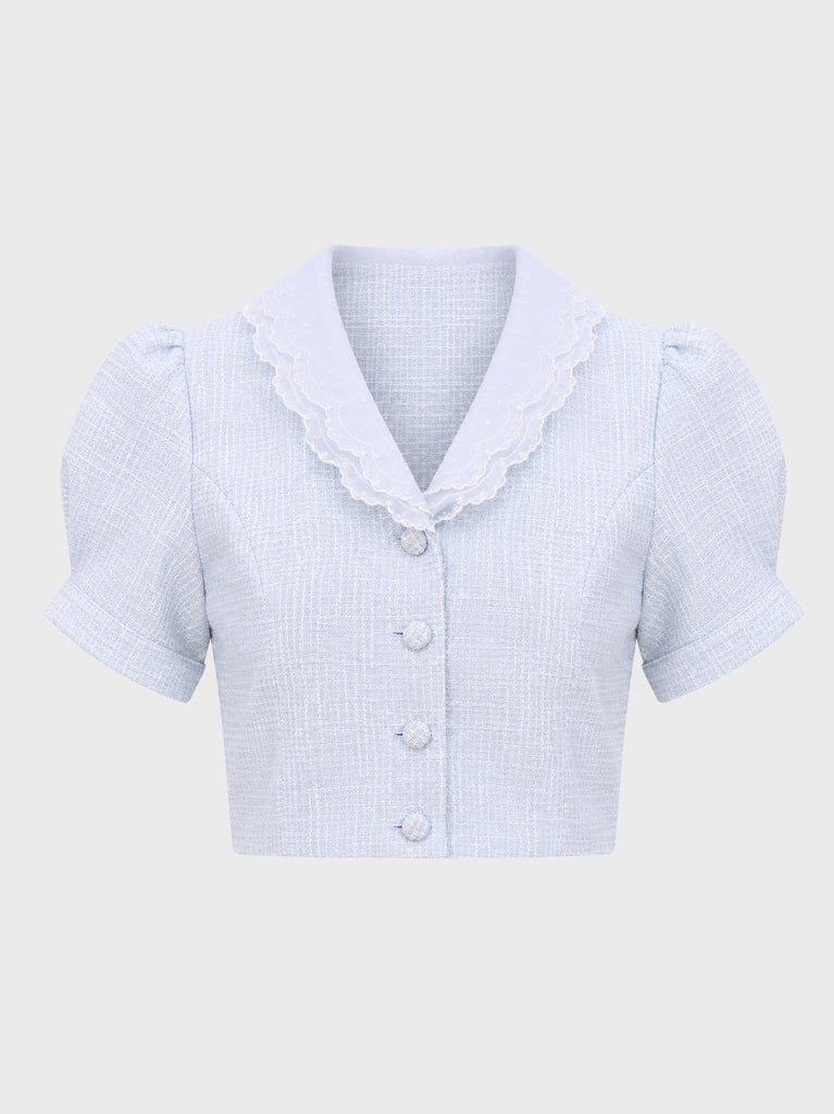 【SALE】【70％OFF】Lace collar tweed jacket (eme10404)