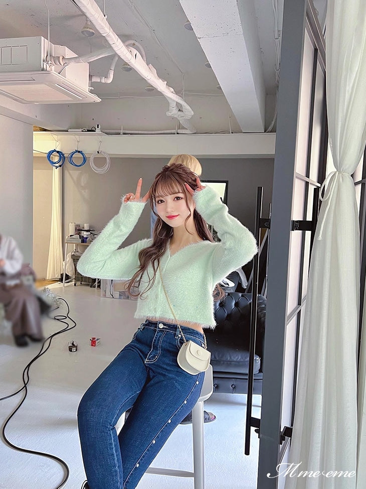 【SALE】Ribbon skinny denim (eme10128)