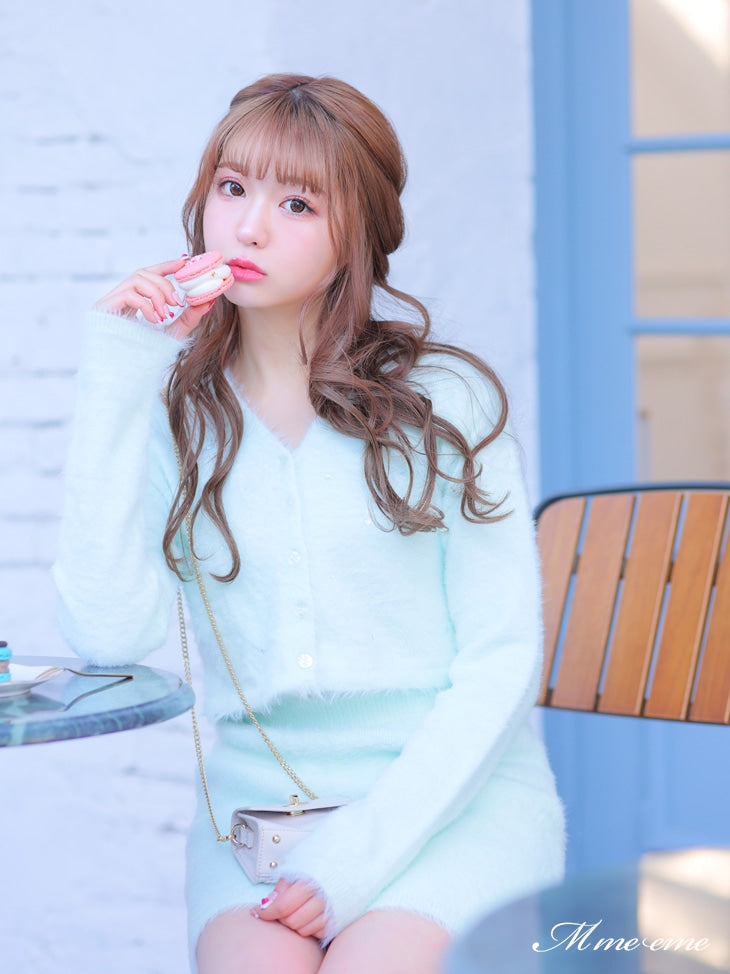 【SALE】Sequin shaggy knit cardigan(eme10213)