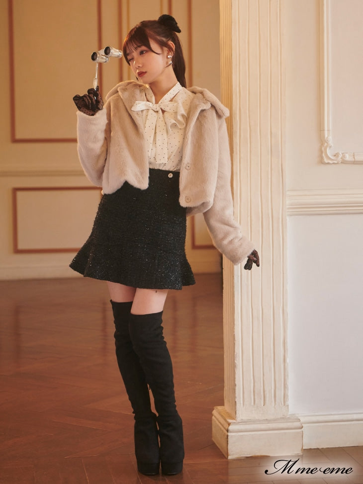 【SALE】Pearl heel knee high boots (eme10280)