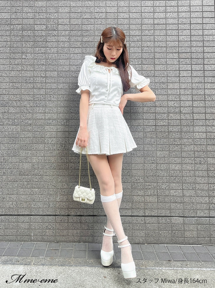 【SALE】Tweed pleated skirt (eme10414)