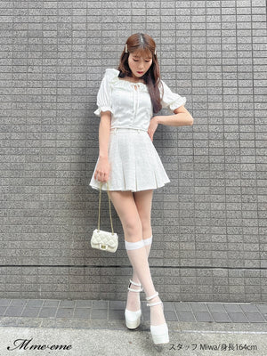 【SALE】Tweed pleated skirt (eme10414)