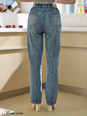 【SALE】Waist cut straight denim (eme10315)